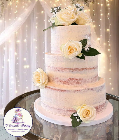 Weddings - Semi Naked Floral Cake - Cream