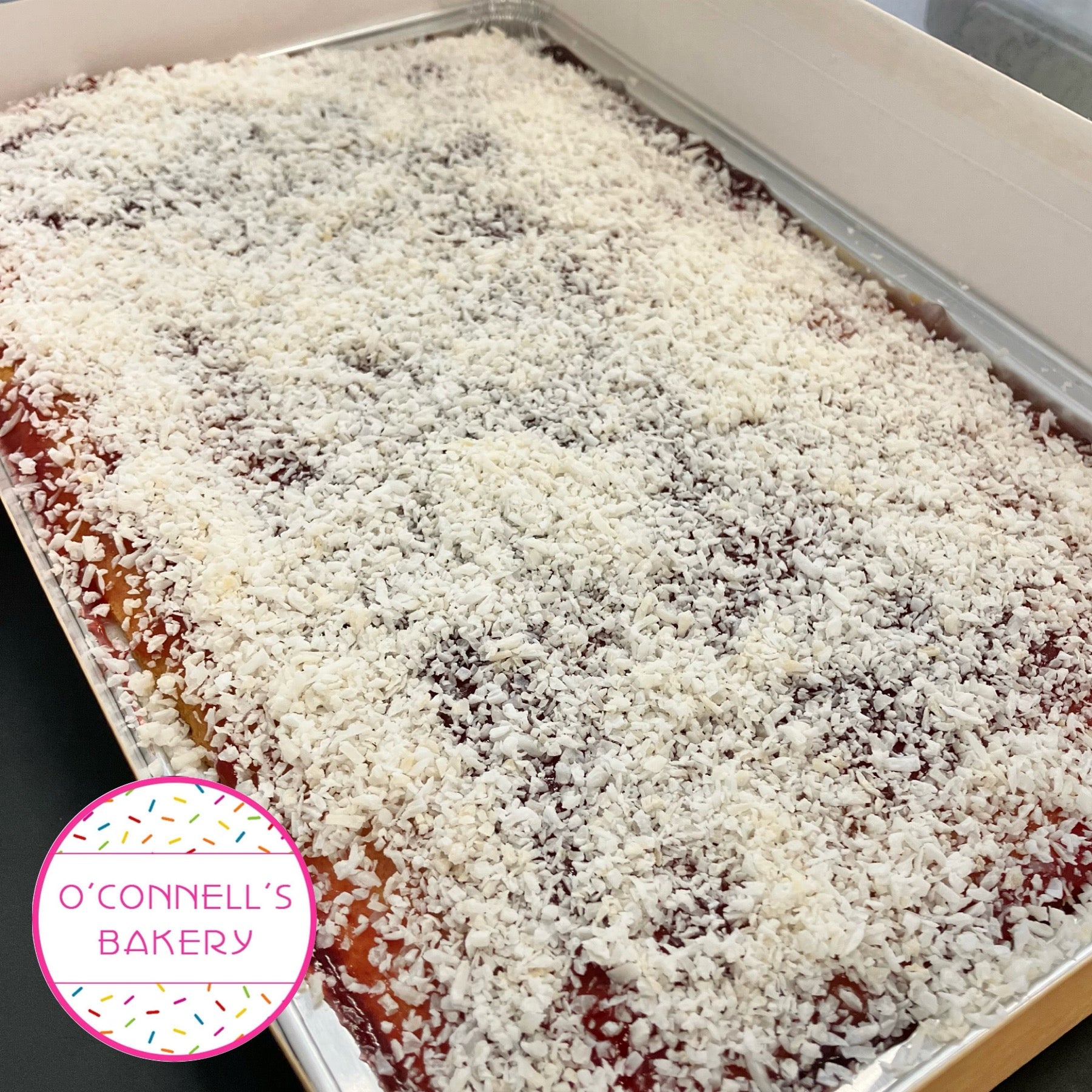 Traybake - Jam & Coconut Sponge