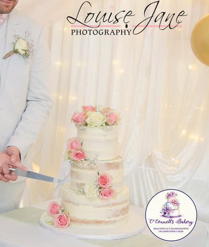 Weddings - Semi Naked Floral Cake - Pink